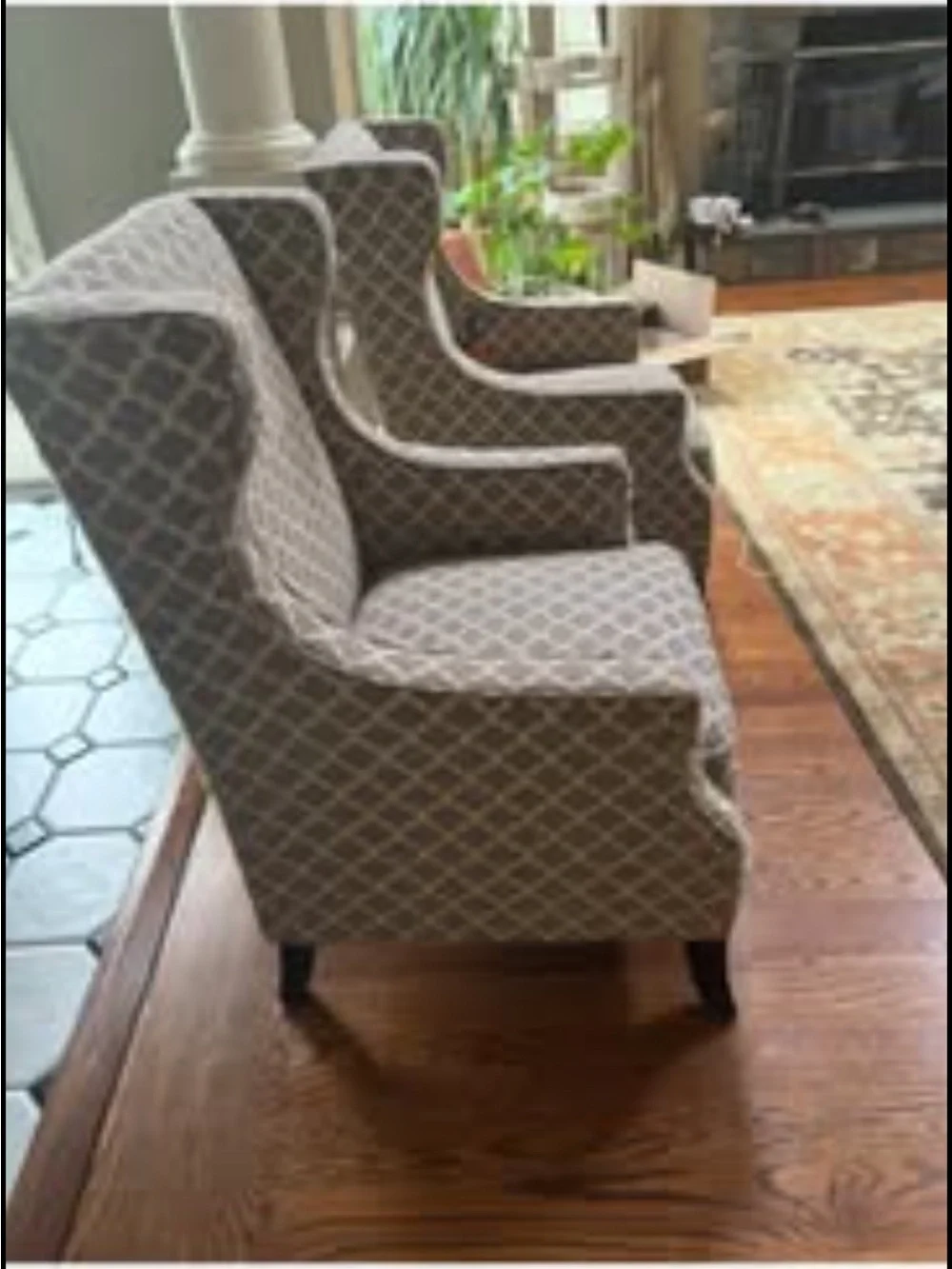 Pier1 imports Alex wing Diamond-Pattern Accent Chair Pair in Taupe